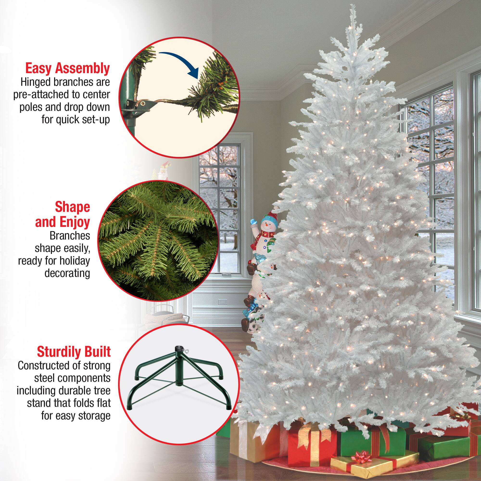 7.5 ft. Pre-Lit White Dunhill® Fir Full Artificial Christmas Tree, Clear Lights